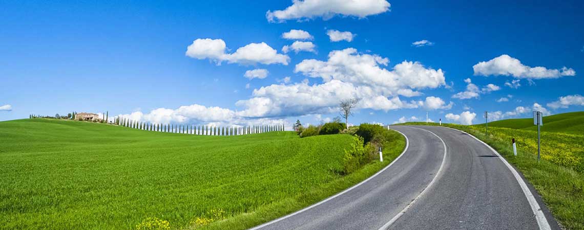 Open Road with Green Field